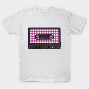 Audio Tape Vintage Gingham Pink T-Shirt